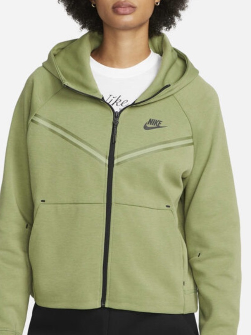 Nike Women’s Light Olive Green Full-Zip Hooded Sweatshirt! Quality! S